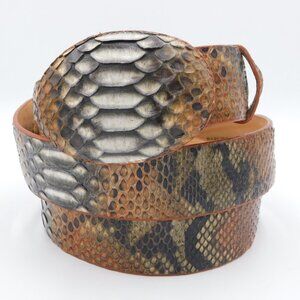 Los Altos Python Skin Cowboy Belt | Rustic Cognac |Oval Python Buckle | EUC | 46